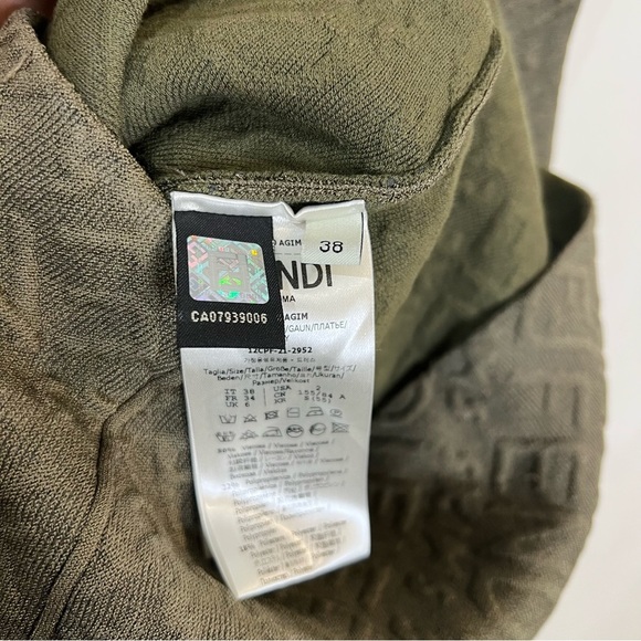 Fendi x Skims embossed olive green Illinois Midi dress size 38 (US 2) - Picture 8 of 14